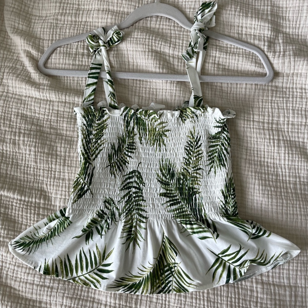Green & white tank. Tie up traps. From H&M size XS. Worn once, new condition
